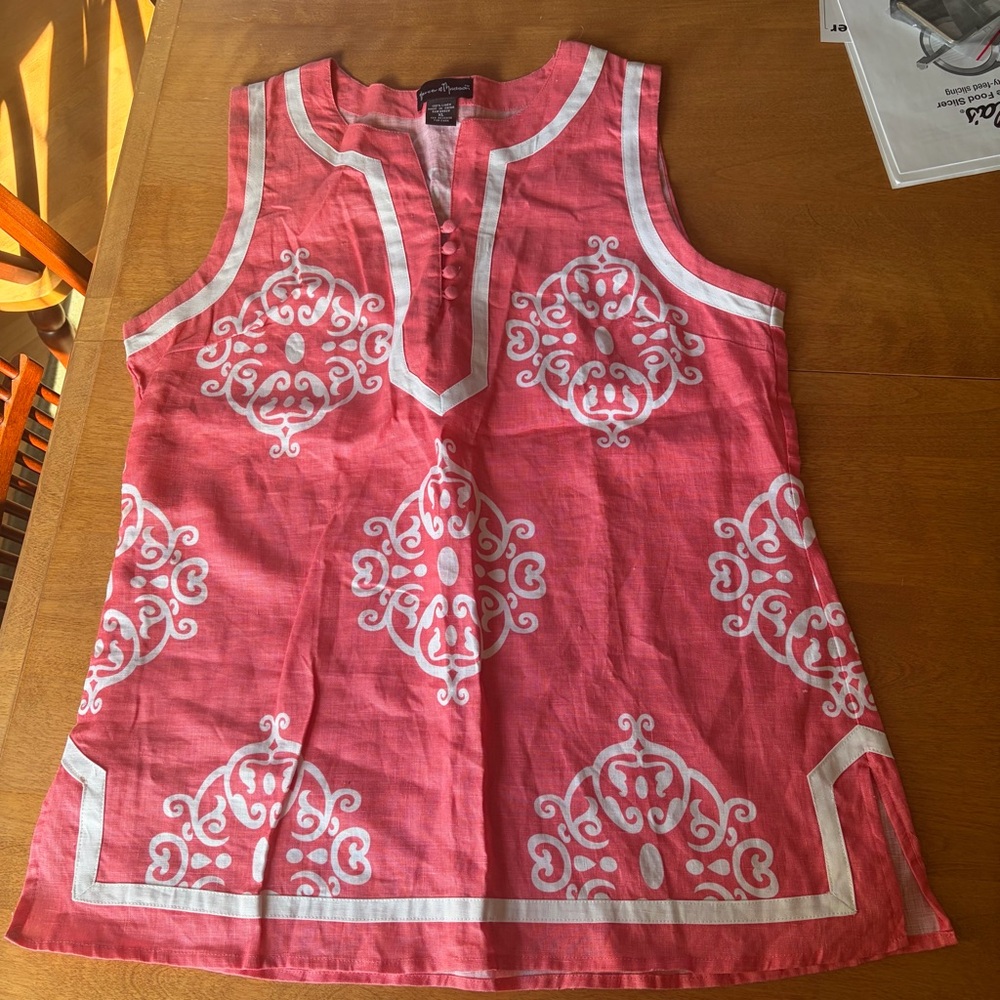 Mercer & Madison Linen Sleeveless Tunic Top Size XL Pink